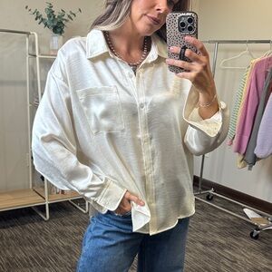 Elegant White Satin Women's Top